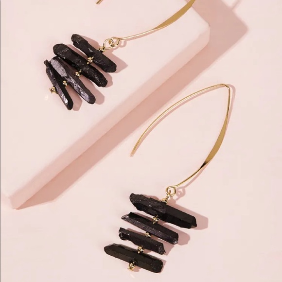 LAST SET SALE Raw Stone + Wire Drop Earrings - Picture 2 of 4